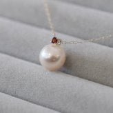 ［pearl597］ 8mm - 8.5mm ホワイトピンク ペンダント ネックレス 1月 誕生石 ガーネット あこや真珠