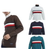 トミーヒルフィガー ゴルフ メンズ シグネチャーストライプ クルーネックセーター TOMMY HILFIGER GOLF THMA473 秋冬モデル お誕生日祝い お祝い 記念品 お父さん 父の日 彼氏 男性 30代 40代 50代 60代  還暦祝い 敬老の日 人気プレゼント プレゼント