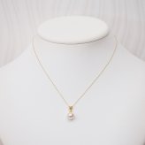［pearl590］8mm - 8.5mm ホワイトピンク ペンダント ダイヤモンド付 あこや真珠 0.05ct