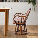チェア 椅子 回転 ミドルハイ 藤 ラタン おしゃれ ナチュラル シンプル 回転式 和モダン 天然素材 ノスタルジック 懐かしい 読書 縁側 和室 昭和 旅館 新生活