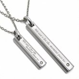 【レーザー刻印対応】【15文字まで刻印◎】ペアネックレス ステンレス アクセサリー ダイヤモンド スティック シンプル ペンダント メンズ レディース