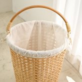 ゴミ箱 ラタンで編まれた丸いバスケット 丸形 円形 丸い 見えない ダストボックス くずかご ごみばこ 鉢カバー 縦型 アジアン リビング バリ雑貨 アジアン雑貨 おしゃれ アジアン家具 ゴミ箱 天然素材100%のアジアンバスケット 寝室 籐 ごみ箱