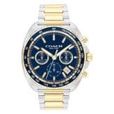 コーチ 腕時計 メンズ 正規品 5年保証 チャーター クロノグラフ 44mm ブルー ゴールド シルバー ツートン メタルベルト タキメーター 30m防水 ビジネス 夫 彼氏 父 誕生日 プレゼント ギフト 純正ショッパー付き COACH 成人 卒業 入学