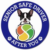 カーサイン 高齢者マーク SENIOR SAFE DRIVER ボストンテリア マグネット 強力 直径13cm 肉球 日本製 車 ステッカー