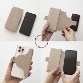 多機種対応 着脱式 MagSafe対応 手帳型ケース 【 MagWlet 名入れ 】 クリアケースセット マグセーフ スマホケース カード収納