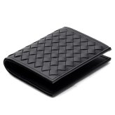 ボッテガヴェネタ 二つ折り財布 メンズ イントレチャート BOTTEGA VENETA 財布 ブラック 黒 小銭入れなし 札入れ カード入れ6枚 本革 レザー カーフスキン コンパクト ウォレット 222338 V47W1 1000
