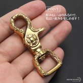 唐草 重厚 クロス キーリング キーホルダー キーフック クリップ 十字架 フレア アラベスク キーチェーン 小物 鍵 メンズ 男性