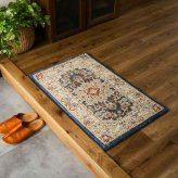 ラグ カーペット 玄関 屋内 屋外 輸 入 ネカル アイボリー 約50×80cm 長方形 民族調 エスニック モダン シンプル オールシーズン 丈夫 50×80cm ルカス ブルー 新生活