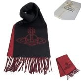 ヴィヴィアンウエストウッド マフラー Vivienne Westwood 81030006 W01MK N401 Double Face Scarf BLACK RED ブラック リバーシブル ビッグオーブロゴ