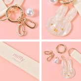 キーリング ミッフィー miffy カラビナ 付き キーホルダー かわいい おしゃれ シェル キーチャーム バッグチャーム 家の鍵 2連 着脱簡単 ピンク アイボリー 大人可愛い キーアクセサリー キャラクター うさぎ 誕生日 プチ ミニ ギフト プレゼント