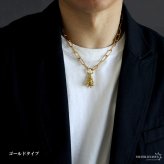 ステンレス ツインベルネックレス 唐草 クレーンベル ゴールド ベル ペンダント 18k gp アラベスク スクエアチェーン