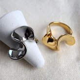 ステンレス ドレープリング 2カラー 18KGP ゴールド gold フリル プリーツ ギャザー レディース 女性 指輪 金属アレルギー対応
