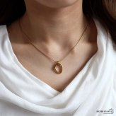 ステンレス オーバルネックレス ニュアンス 2カラー レディース ペンダント 楕円 中抜き 変形 曲線 メタル 艶感 華奢チェーン シンプル モダン 上品 きれいめ 大人 カジュアル アクセサリー ワンポイント 重ね付け おしゃれ