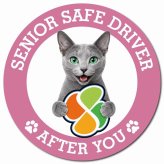 カーサイン 高齢者マーク SENIOR SAFE DRIVER ロシアンブルー マグネット 強力 直径13cm 肉球 日本製 車 ステッカー