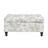 チェア 椅子 ジェニファーテイラー ベンチ 収納付き Toile de Jouy トワル ド ジュイ ロココ調 アンティーク調 ヨーロピアン クラシック インテリア ファブリック 布 エレガント おしゃれ 輸入家具 収納付 新生活