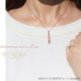 ゴールド ネックレス ハワイアンジュエリー ネックレス ゴールド ピンクゴールド ネックレス 刻印 無料 誕生石入れ可 スクエア バー Lサイズ 14K K14ピンクゴールド K10 10Kあずきチェーン太0.7mm ギフトラッピング可能 プレゼント ハロウィン 【品番：CG-GP123R】