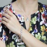 ハワイアンジュエリー ブレスレット 花 プルメリア 長さ調節可能 シルバー925 ロジウムコーティング ジルコニア パーツ アジャスター 彼女 妻 女性 レディース 誕生日 プレゼント ハロウィン 【品番：SBR3518】