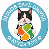 カーサイン 高齢者マーク SENIOR SAFE DRIVER 黒白（ハチワレ） マグネット 強力 直径13cm 肉球 日本製 車 ステッカー