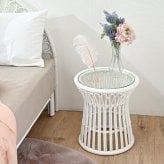 テーブル アジアン家具 ラタン サイド 軽い 白 ホワイト かわいい インテリア おしゃれ クッション モダン ナチュラル 北欧 カフェ