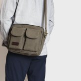 9ポケット多収納　WOODYBELLY ショルダーバッグ【送料無料】メンズ 帆布 父の日 プレゼント キャンバス 小さめ 小さい 斜め掛け 斜めかけバッグ 多収納 軽量 軽い 男性 女性 誕生日 祖父 肩掛けバッグ 帆布バッグ 旅行用カバン トラベルバッグ 海外旅行 使いやすい 鞄 30代 40代 50代 60代 70代 ギフト 贈り物 父親 彼氏 彼女 記念日