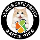 カーサイン 高齢者マーク SENIOR SAFE DRIVER ラガマフィン マグネット 強力 直径13cm 肉球 日本製 車 ステッカー