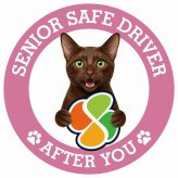 カーサイン 高齢者マーク SENIOR SAFE DRIVER ハバナブラウン ステッカー シール 直径13cm 肉球 日本製 車