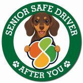 カーサイン 高齢者マーク SENIOR SAFE DRIVER ミニチュアダックスフンド マグネット 強力 直径13cm 肉球 日本製 車 ステッカー
