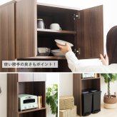 食器棚 ゴミ箱収納付き ゴミ箱上ラック ハイタイプ IW-312 幅60cm 高さ180cm スリム レンジボード キッチンボード キッチンラック レンジ台 ゴミ箱上収納 おしゃれ 木製 コンセント付き ブラウン：