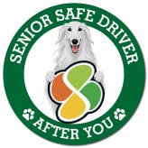 カーサイン 高齢者マーク SENIOR SAFE DRIVER ボルゾイ マグネット 強力 直径13cm 肉球 日本製 車 ステッカー
