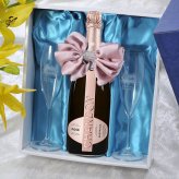 退職 異動 名入れ ペアギフト SXX 酒セット シャンドン ブリュット ロゼ 750ml & おまかせシャンパングラス 2点 リボンコサージュ付 布張りBOX入り / プレゼント ギフト 両親 夫婦 結婚 金婚式 銀婚式 退職 記念 誕生日 長寿 祝い