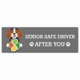カーサイン 高齢者マーク SENIOR SAFE DRIVER ビーグル ステッカー シール 長方形 20x6.7cm 肉球 日本製 車
