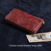 財布 メンズ レディース カイマンワニ 高級感 ゴールドファスナー 上品なワインカラー ラウンドファスナー カード24枚大容量 ポケット付き ギフト プレゼント 赤 レッド 4FA (06001985r)