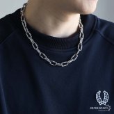 ステンレス あずきチェーンネックレス コイル 長あずき シルバー メタルネックレス シンプルネックレス メンズ 男性 金属アレルギー対応