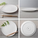 旅籠 丸皿 白 28.3cm 1000g ホワイト プレート 網代 大皿 ピザ皿 パスタ皿 大きい ホームパーティー おしゃれ インスタ映え 皿 食器 白磁 陶器 日本製 美濃焼 和食器 小田陶器 食洗器対応 ギフトカード対応