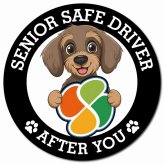 カーサイン 高齢者マーク SENIOR SAFE DRIVER ワイヤーヘアードダックスフンド マグネット 強力 直径13cm 肉球 日本製 車 ステッカー
