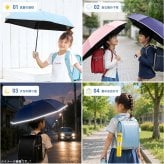 キッズ日傘 晴雨兼用 50cm 子供用 通販 完全遮光100 遮熱パラソル 子ども用日傘 カラビナ手元 ランドセル対応 通学通園 男の子女の子 手開き安全 無地シンプル ポリエステル コーティング カバンに付ける ナカタニ傘 暑さ対策 晴雨兼用キッズ