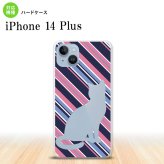 iPhone14 plsu iPhone14 plsu スマホケース 背面ケース ハードケース 猫 ボーダー B 青ピンク 2022年 10月発売 nk-i14pl-966