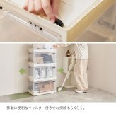 ベッド 寝具 【2個セット】収納ボックス 折りたたみ 収納ケース 収納BOX 収納コンテナ 積み重ね スタッキング 押し入れ収納 下収納 コンパクト フタ付き キャスター付き 3面開き セット クリア スモーク M（30L）