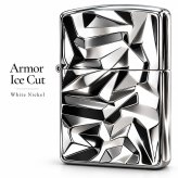 ZIPPO アーマー ジッポ ライター アイスカット シルバー White Nickel 両面加工 彫刻 かっこいい 重厚 おしゃれ メンズ ギフト プレゼント
