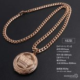 ステンレス ロケットネックレス HIPHOP 喜平チェーンネックレス ロケットペンダント クラウンネックレス 写真 記念 思い出 50cm 60cm ピンク 王冠 6面カット メンズ 男性 金属アレルギー対応