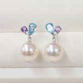 ［pearl434］7.5mm - 8mm 半貴石 ピアス ホワイトピンク あこや真珠 国産 日本産