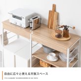 キッチンカウンター ゴミ箱収納 ゴミ箱上ラック レンジラック ダストボックス キッチンラック レンジ台 収納棚 おしゃれ 北欧 シンプル キッチン 収納 間仕切り 120cm幅 背面収納ありタイプ ：