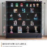 収納家具 ラック 段差式 コレクションボードコレクションケース コレクション収納 キュリオケース コレクション 展示棚 展示ケース ガラス棚 背面ミラー フィギュア 完成品 木製 木目調 ブラウン ホワイト 幅80cm×奥行24cm×高さ81.2cm