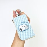 スヌーピー キーパスポーチ ブルー サガラワッペンチェック SNOOPY