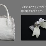 ミニバッグ 2way ハンドバッグ ショルダーバッグ ヒマラヤクロコダイル リボン付き 日本製 レディース JRA 高級革 ギフト プレゼント 4FA (06002016r)