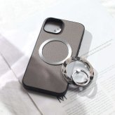 iphone14 ケース レザー リング付き iphone14Pro iphone14Plus iphone14ProMAX 本革 magsafe マグセーフ対応 14 14pro 14plus 14promax アイフォン14 アイフォン14promax スマホリング リング スタンド ヒョウ柄 レオパード スリム メタリック レディース グレー 送料無料
