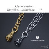 ステンレス ツインベルネックレス 唐草 クレーンベル ゴールド ベル ペンダント 18k gp アラベスク スクエアチェーン