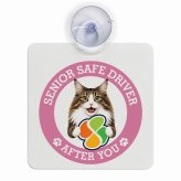 カーサイン 高齢者マーク SENIOR SAFE DRIVER ノルウェージャンフォレストキャット 車内用 吸盤タイプ 収れん火災防止タイプ 肉球 日本製 車 ステッカー