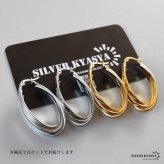ステンレス 超大ぶりピアス 3連ピアス ツイストピアス フープピアス ゴールド シルバー プチプラ 大きめ 存在感 メタル ワイド 両耳2点 レディース 女性 金属アレルギー対応 イヤリング