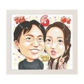 6周年 記念日 プレゼント 似顔絵 夫婦 カップル 二人 お祝い 手描き 手書き 名入れ 送料無料｜サプライズ 記念品 オーダーメイド 世界に一つ ギフト